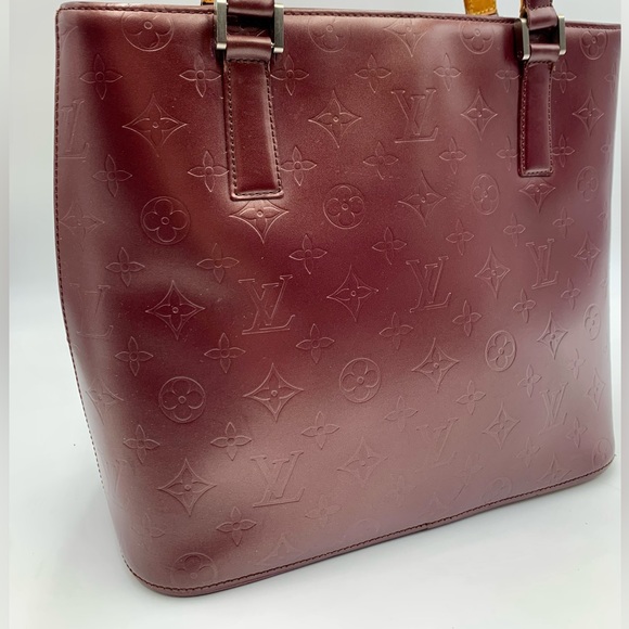 Auth Louis Vuitton Stockton Violette Embossed Monogram Matte Leather Tote Bag - Picture 14 of 16